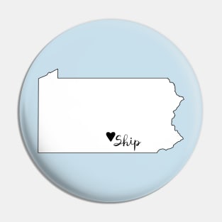 Heart Ship - Shippensburg (Black) Pin