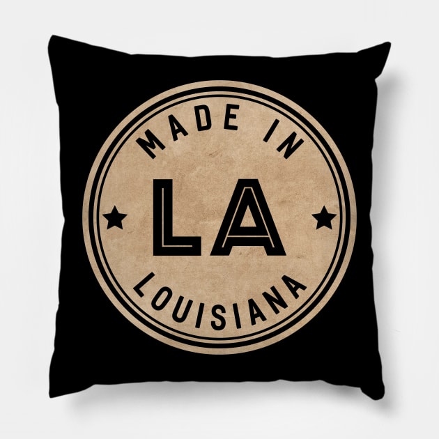 Made In Louisiana LA State USA Pillow by Pixel On Fire