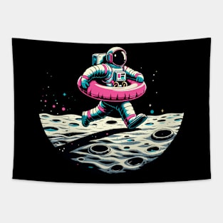 Pool Party Astronaut Pink Float Funny Space Tapestry