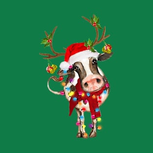 Cow Gorgeous Reindeer Light Christmas T-Shirt