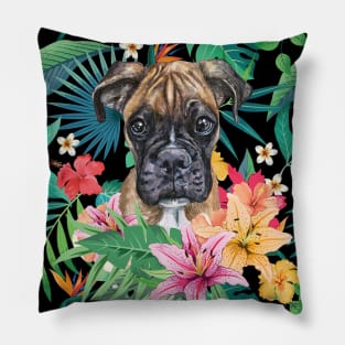 Tropical Brindle Boxer Dog 2 Pillow