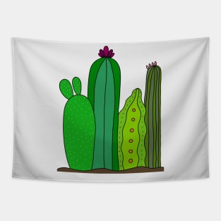 Cute Cactus Design #108: 4 Cacti On The Ground Tapestry