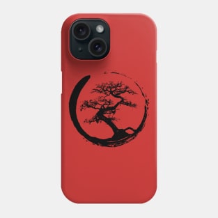 Zen Bonsai Tree in Enso Circle (black) Phone Case