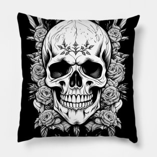 Skulls and roses Pillow