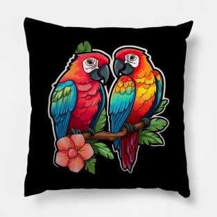 Colorful Parrot Cockatoo - Parakeet Macaws Parrot Pillow