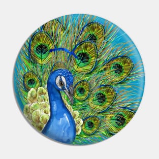 Peacock portrait Pin