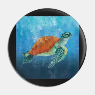 Green Sea Turtle - with background Pin