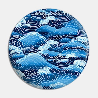 Seigaiha (青海波): Japanese Blue Ocean Waves on a Dark Background Pin