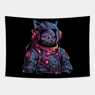 Cosmic Cat: Cyberpunk Astronaut from the Future Tapestry