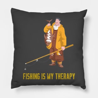 Fishing Is My Therapy Angler Fishing Pillow