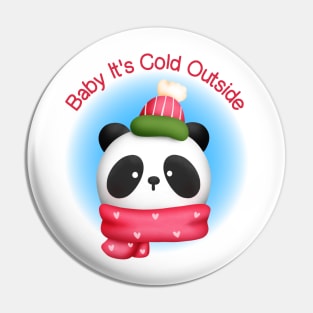 Cute Panda in Scarf and Winter Hat Pin