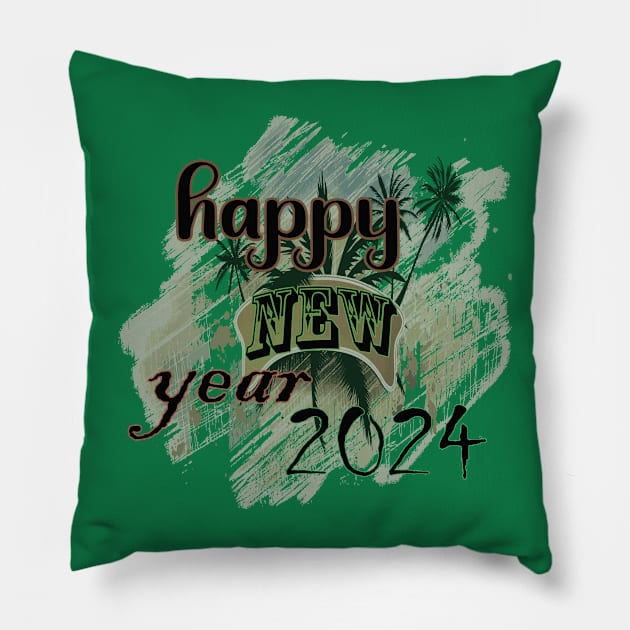 happy new year 2024 t shirts Pillow by RASCREATION 