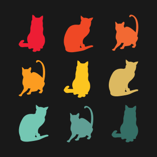 Cat kitten feline kitty colorful rainbow colors pattern cat owner T-Shirt