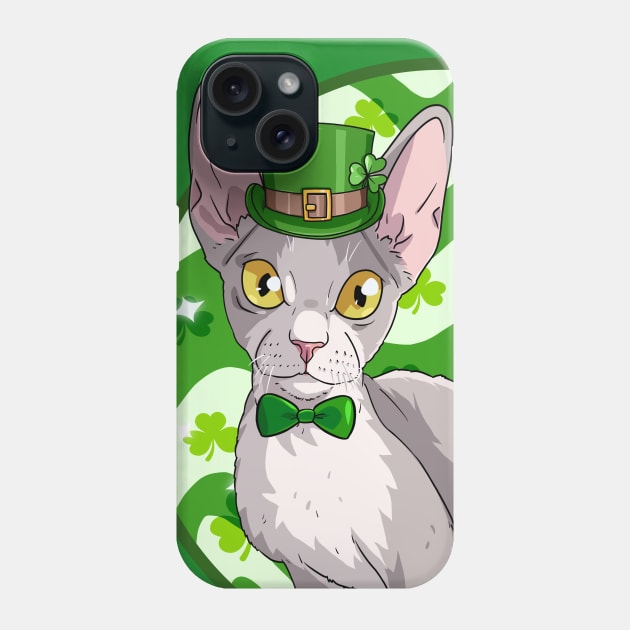 Devon Rex Cat St. Patricks Day Leprechaun Phone Case by Noseking