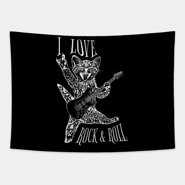 I love rock and roll and cats playing guitars you rock ASL Tapestry by BrederWorks