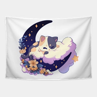 Kawaii Sleepy Cat Adorable Cat Cute Gift  For Cat Lover Tapestry