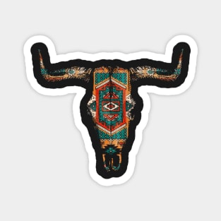 Vintage Aztec Indian Pattern Bull Skull Cowgirl Magnet