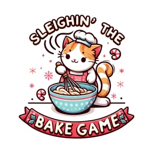 Sleighin' The Bake Game Christmas Cat Baking T-Shirt