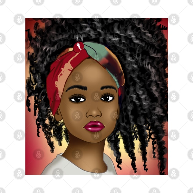 cute black girl digital art drawing by Spinkly Creations 