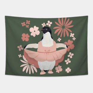 Girly Ballerina Penguin Tapestry