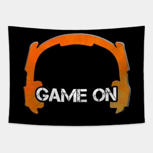 Headphones - Gamer - Graphic Gaming - Video Game Lover - Orange Tapestry