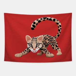 Cute ocelot cartoon illustration Tapestry