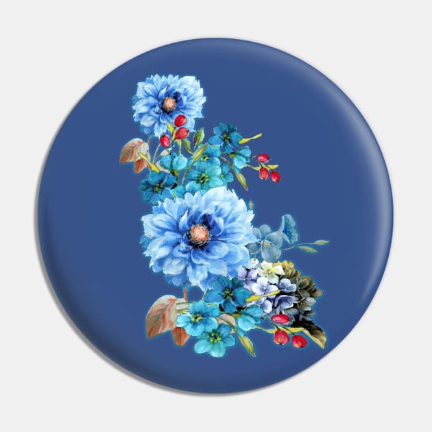 Cornflower Blues in Watercolor Pin by Nadine8May