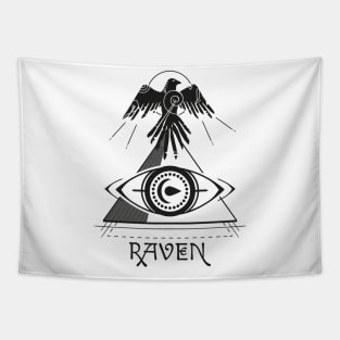 Raven Pyramid Seeing Eye Tattoo Style Tapestry