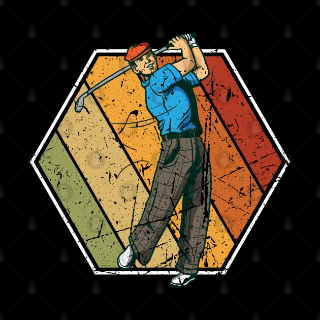 Golfer Retro Vintage Logo Golf Swing used Grunge by Shirtbubble