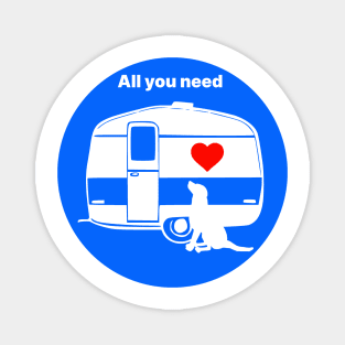 ALL YOU NEED HEART DOG CARAVAN BLUE Magnet