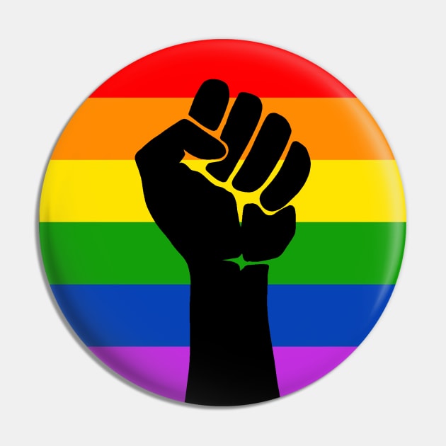 Pride Flag - Black Fist Pin by valentinahramov