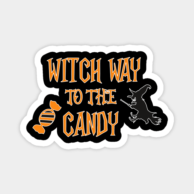 witch way to the candy halloween Magnet by Imaginbox Studio