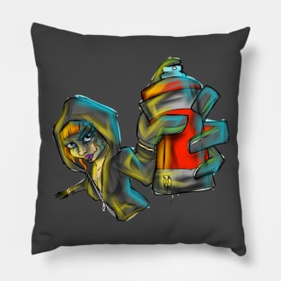 Vandal bitch graffiti babe Pillow