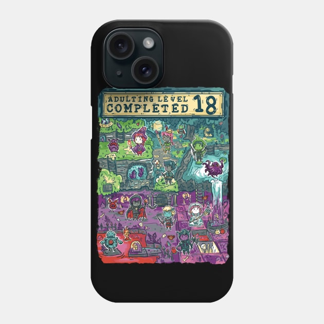 Adulting Level 18 Completed Birthday Gamer Phone Case by Norse Dog Studio