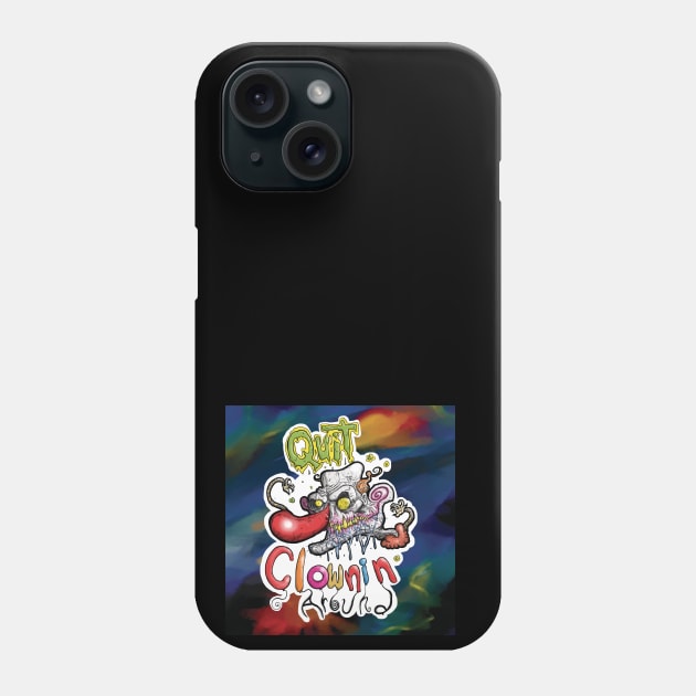 Happy Halloween Clown says Quit Clowning Around Phone Case by BryanDassArt1