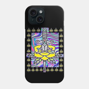 Tattoo Rose and Dagger by LowEndGraphics Phone Case