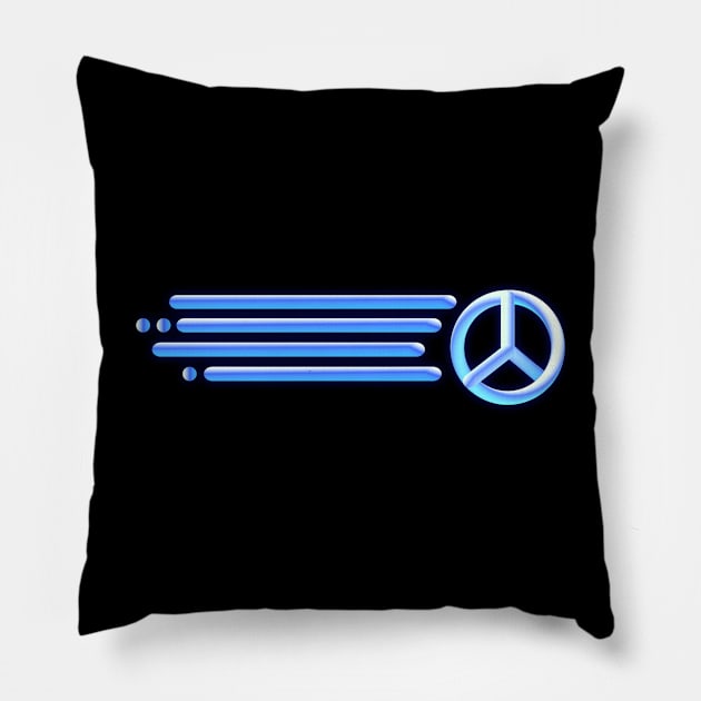 Neon Blue PEACE Pillow by Jitterfly