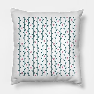 Watercolor Floral Vines Pattern - Teal & Light Pink Pillow