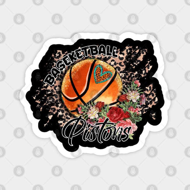 Aesthetic Pattern Pistons Basketball Gifts Vintage Styles Magnet by Frozen Jack monster