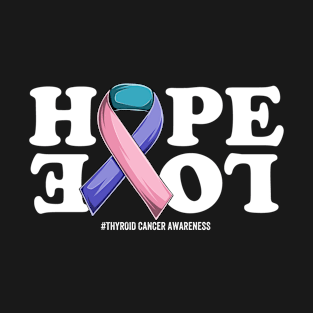 Thyroid Cancer Support Blue Pink teal  Ribbon Support Thyroid Cancer awareness T-Shirt