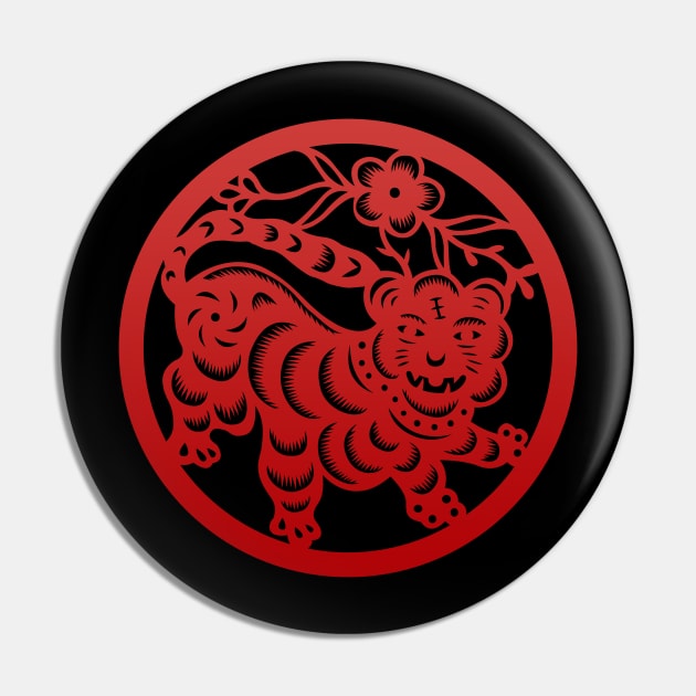 Chinese Zodiac Tiger in Red Pin by Takeda_Art