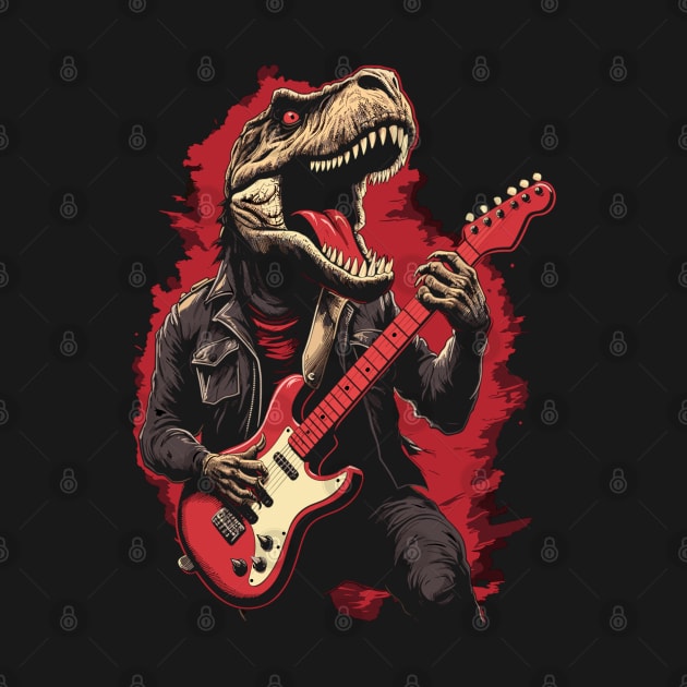 Rock & Roll Music Concert Festival Dinosaur T-rex Guitar by KsuAnn