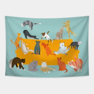 Cute Cats on the Couch Tapestry