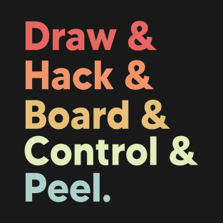 Curling meme draw hack board control peel retro curling T-Shirt