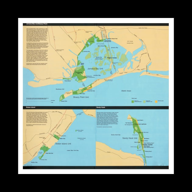 Gateway National Recreational Area Map (1988) NYC Natural Reserves Chart by Bravuramedia
