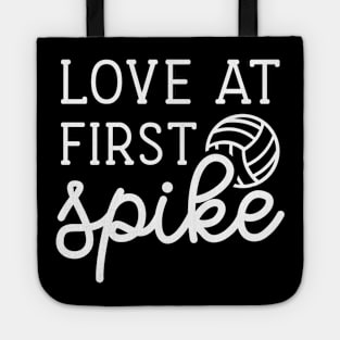 Love At First Spike Volleyball Girls Boys Cute Funny Tote