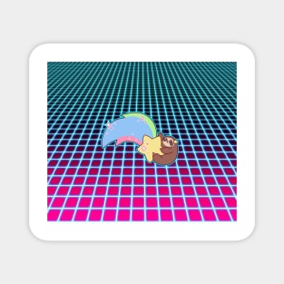 Rainbow Shooting Star Sloth Vaporwave Magnet