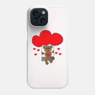 Love Hearts Rain Teddy Bear Art Phone Case