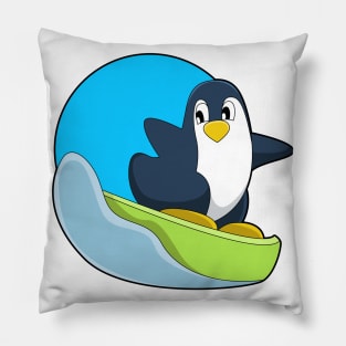 Penguin as Snowboarder with Sonowboard Pillow