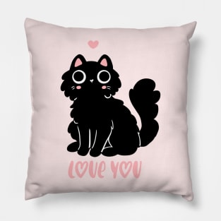 Cute black cat that loves you Ann adorable valentine's day gift for cat lovers Pillow